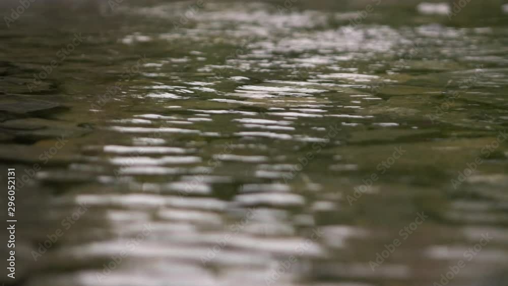 Close up of river with sunny reflections in slow motion and shallow depth of field. Close up of river with sunny reflections in slow motion and shallow depth of field.