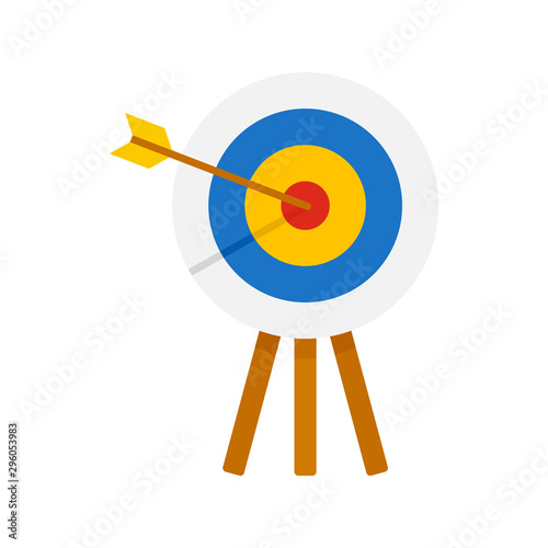 Archery wood target icon. Flat illustration of archery wood target vector icon for web design