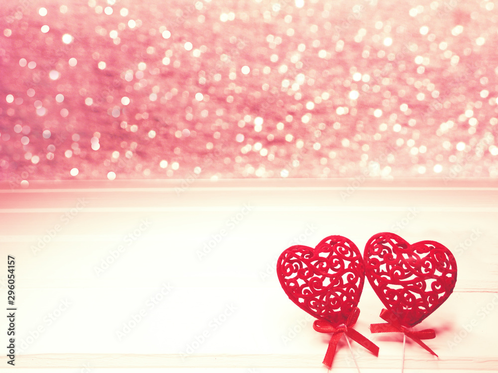 valentine's day love holiday concept hearts on abstract blurred background