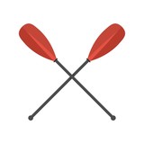Metal crossed oars icon. Flat illustration of metal crossed oars vector icon for web design