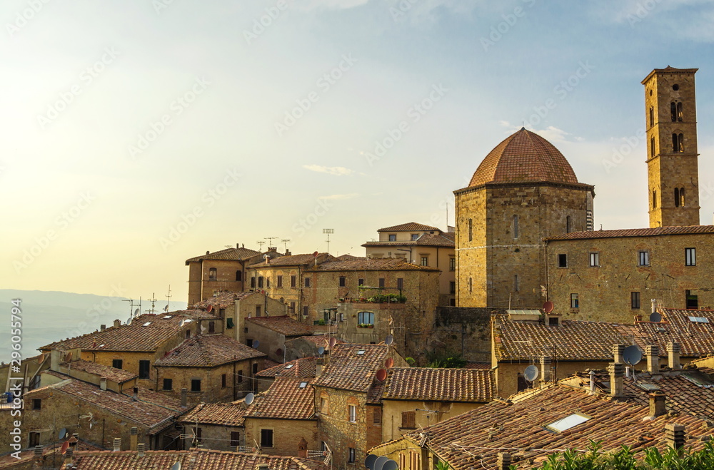 Walls and towers of  medieval city of Volterra in Tuscany