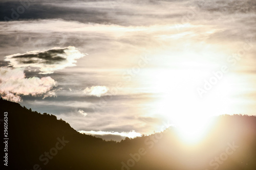 sunset over the sea, photo as a background , in janovas fiscal sobrarbe , huesca aragon province photo