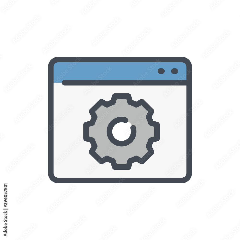 Web page settings color line icon. Gear on website vector outline colorful sign. Web page settings color line icon. Gear on website vector outline colorful sign.