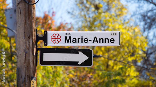 Marie-Anne street sign in Montreal city
