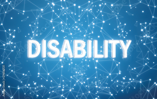 Disability on digital interface and blue network background