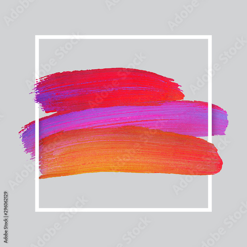 Vector craft label brush stroke backgrounds, paints for tags and stamps design. Framed label backgrounds patch. Color combinations catalog elements. Ink smudges, stains, spots. Insta colors