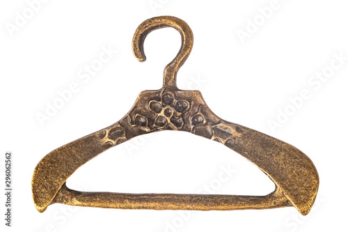 Vintage brassy hanger isolated on white background