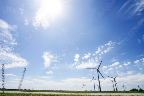 wind turbines in field, in Norway Scandinavia North Europe