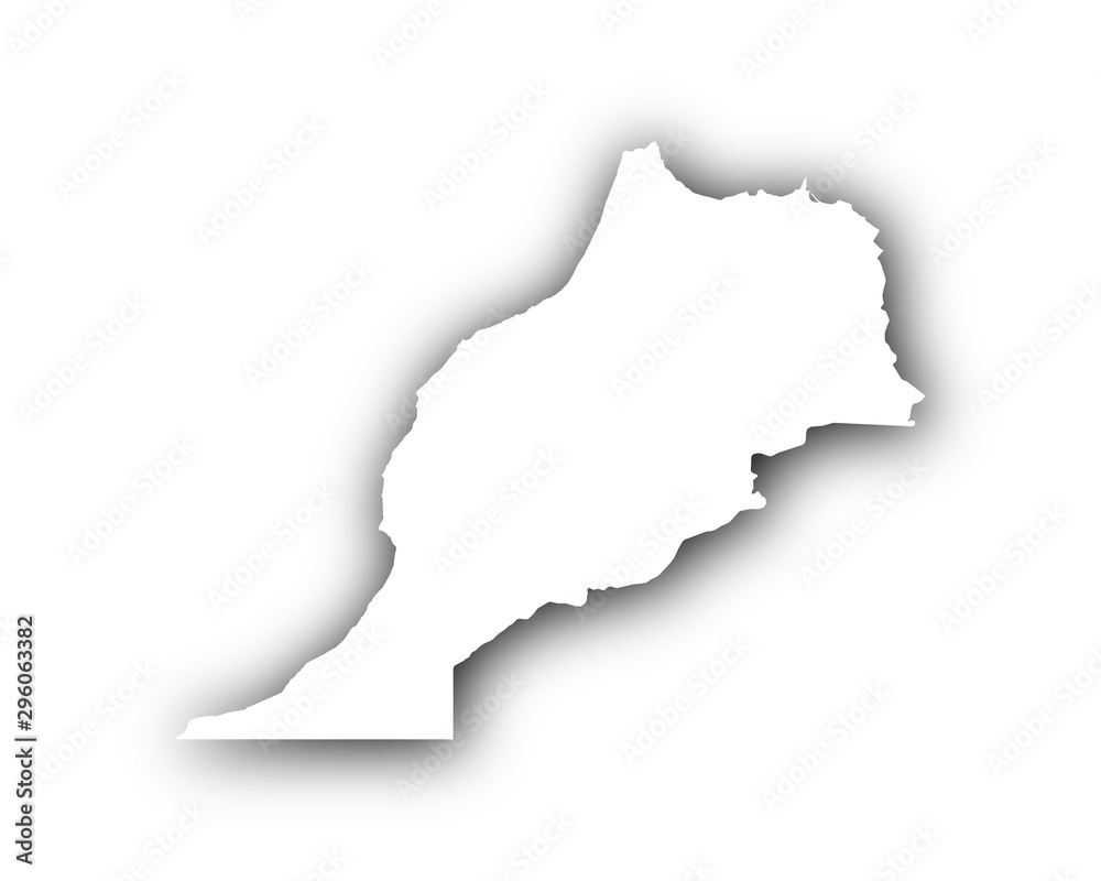 Fototapeta premium Karte von Marokko mit Schatten