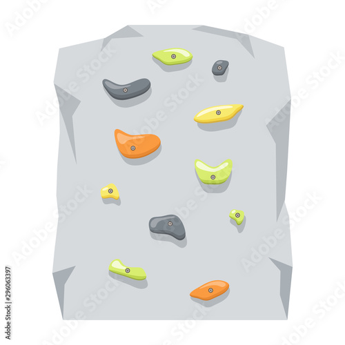 Rock climbing wall on white background
