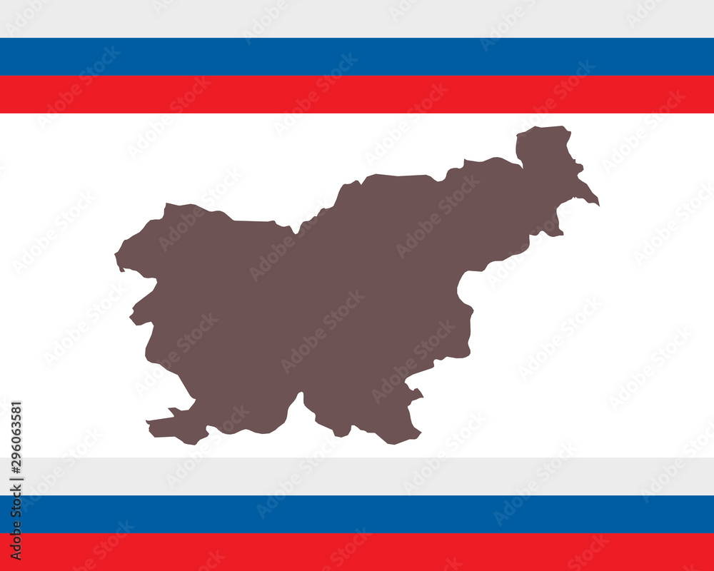 Fototapeta premium Landkarte von Slowenien auf Hintergrund mit Fahne