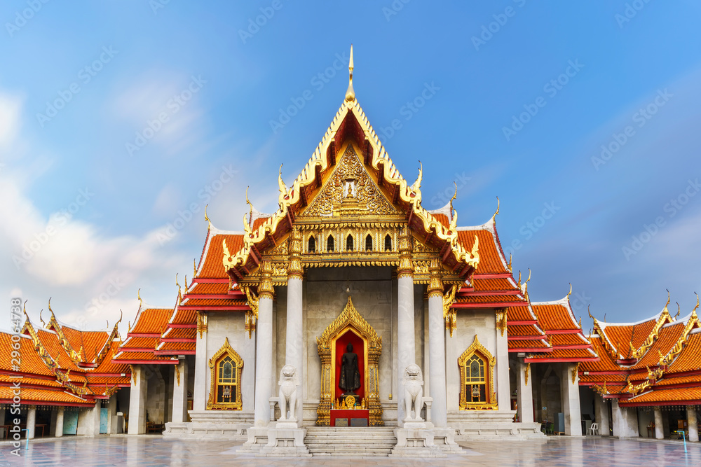 The Ordination Hall (Ubosot) of Wat Benchamabophit Dusitvanaram is a Buddhist temple as known as the marble temple and a major tourist attraction in Bangkok , Thailand The Ordination Hall (Ubosot) of Wat Benchamabophit Dusitvanaram is a Buddhist temple as known as the marble temple and a major tourist attraction in Bangkok , Thailand