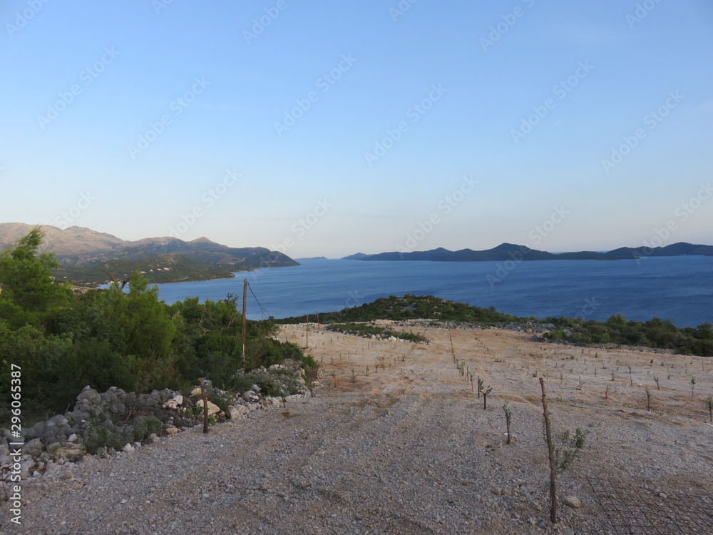Sea panorama mediterranean islands on horizon