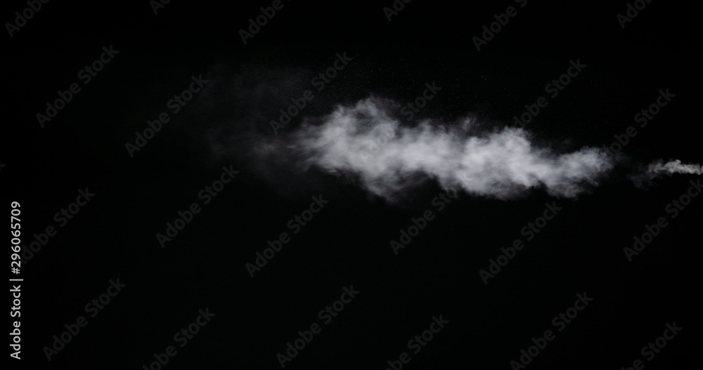 Fototapeta Real white smoke isolated on black background with visible droplets