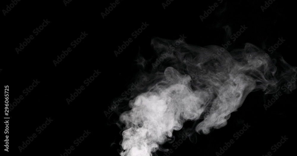 White vapour spray steam cloud isolated on black background White vapour spray steam cloud isolated on black background