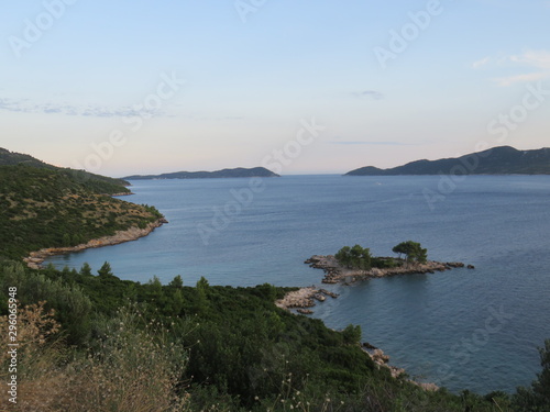Coastal line with beach and islands - sea panorama