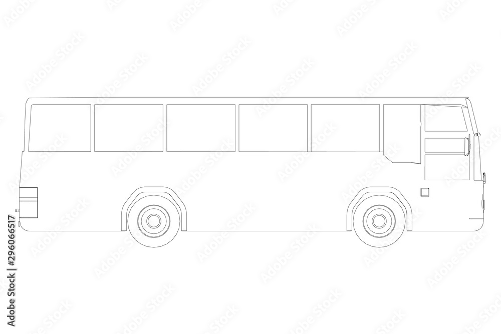 Bus contour isolated on a white background. Side view. Vector ...