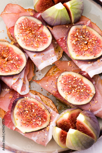 Sandwich with prosciutto  fig and olive oil