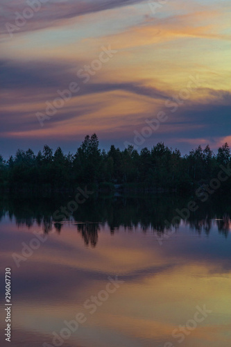Reflection of the evening sky in the water