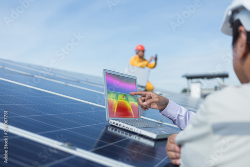 Bild auf Leinwand engineer or electrician working on  maintenance equipment at industry solar powe