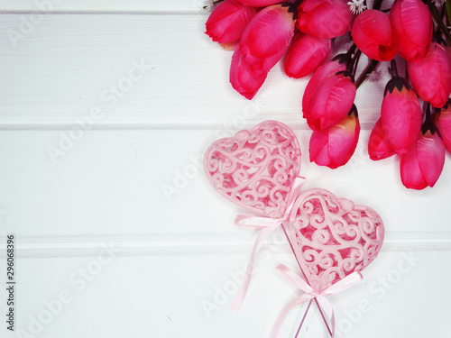 hearts and rose tulips background valentine's day love