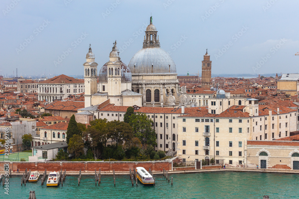 Aerial view of Basilica della Salute, Venice, Italy