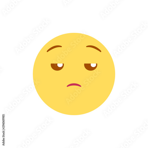 Vector illustration, yellow emoji. Isolated on white background. Ideal for unhappy, tiring and other negative concepts.