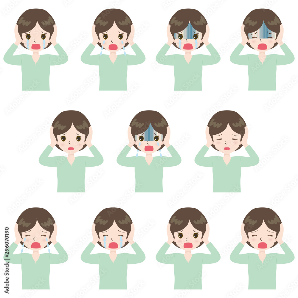 泣く 嘆く 若い女性 Stock Vector Adobe Stock