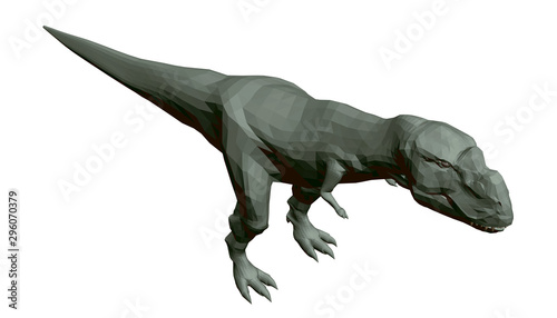 Polygonal green dinosaur. View isometric. 3D. Vector illustration.