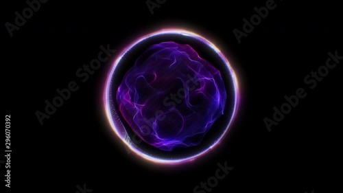 4k. Sphere Animation. Neon waves. Dots abstract. Circle background.Violet color. Seamless loop