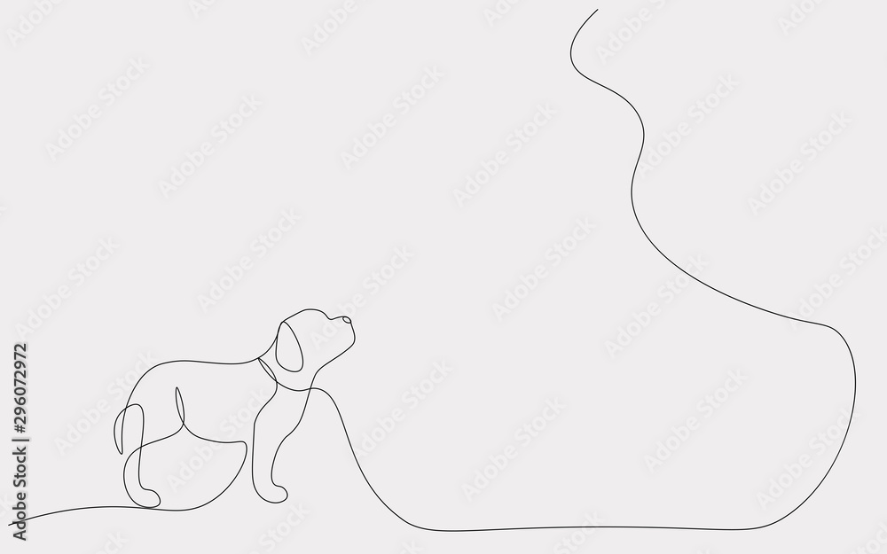 Fototapeta premium Cute puppy walk near tree, vector illustration