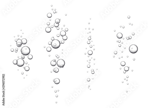 Set of fizzy drink isolated on white background. Vector illustration of oxygen bubbles texture.