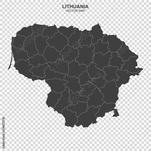 political map of Lithuania isolated on transparent background