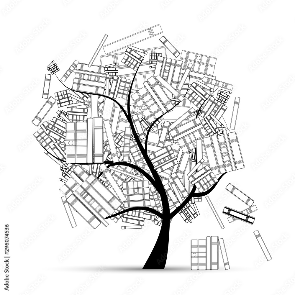 Fototapeta premium Library tree with book for your design