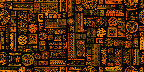 Fototapete Ethno-Muster Handgefertigtes Ethno Ornament nahtlos  © Kudryashka