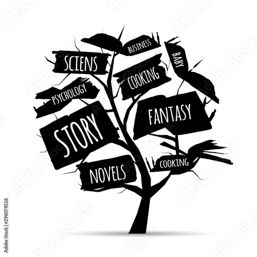 Library tree with books for your design