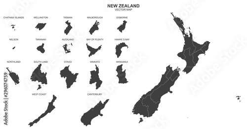 Canvas Print political map of New Zealand isolated on white background
