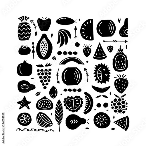 Fruits collection, creative background for your design