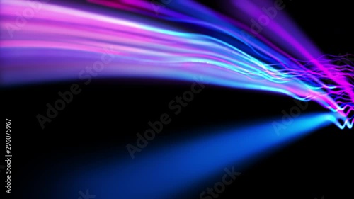 4K video. Lines abstract. Looped animation. Wave pattern. Dotted lines. Neon waves. particles background. Seamless loop. Blue and violet gradient 3840x2160