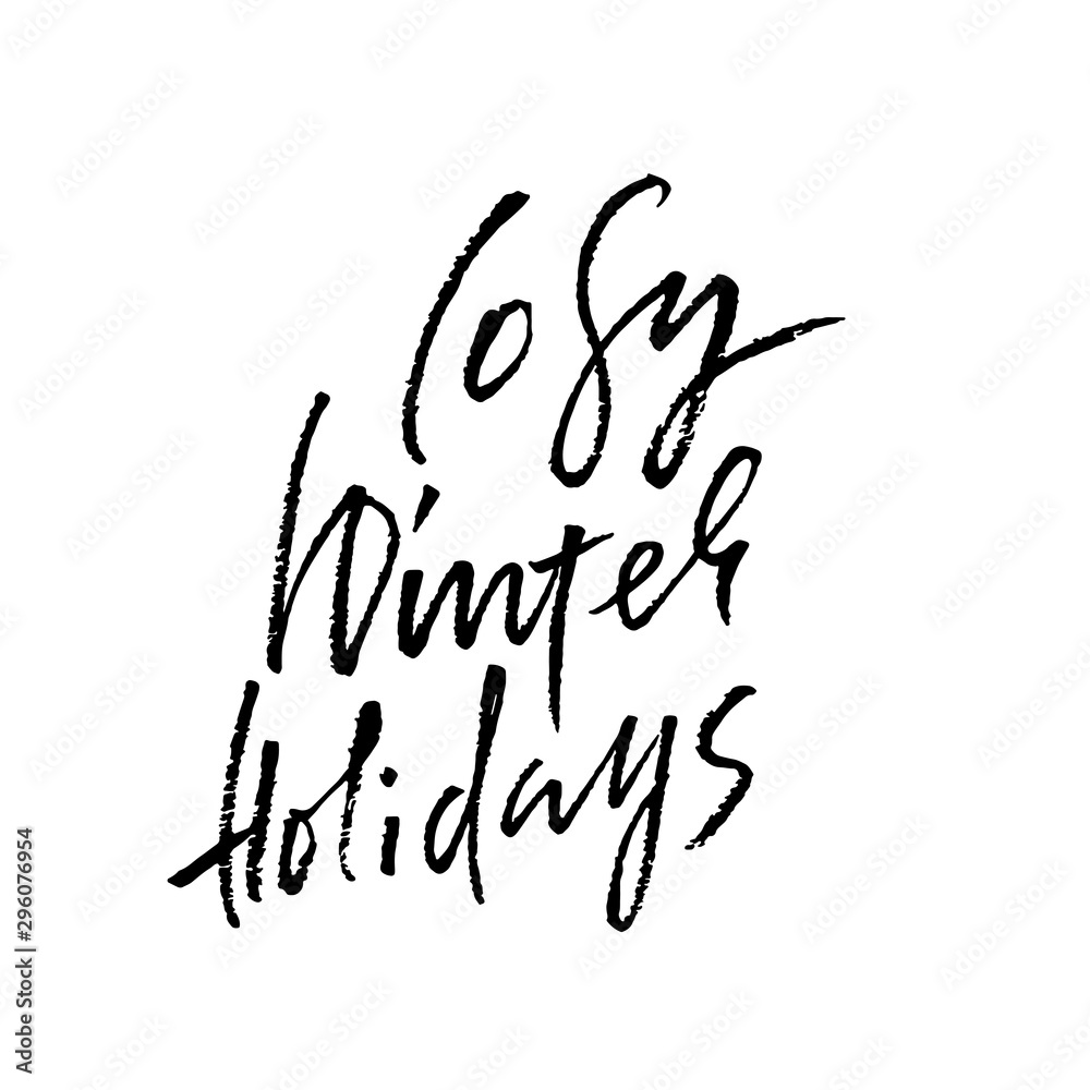 Cosy winter holidays. Holiday modern dry brush ink lettering for greeting card. Vector illustration Cosy winter holidays. Holiday modern dry brush ink lettering for greeting card. Vector illustration