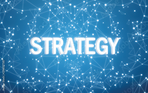 Strategy on digital interface and blue network background