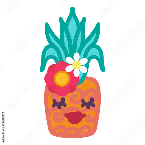 Stylish pineapple with female face illustration
