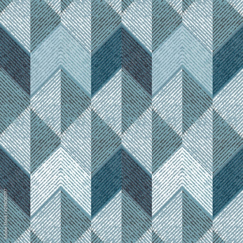Seamless white, gray, blue ornament pattern. Geometry. Fabric for a shirt.