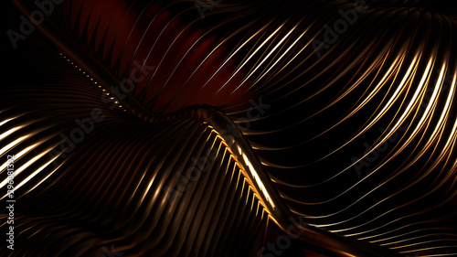 Luxury golden metal background with lines. 3d illustration, 3d rendering. © Pierell