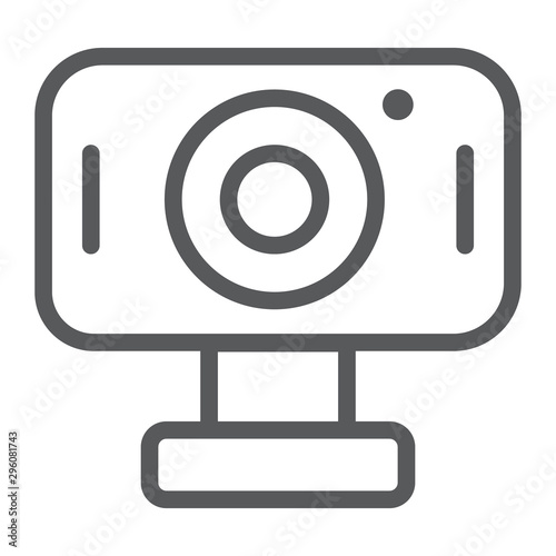 Webcam line icon, cam and device, computer camera sign, vector graphics, a linear pattern on a white background.