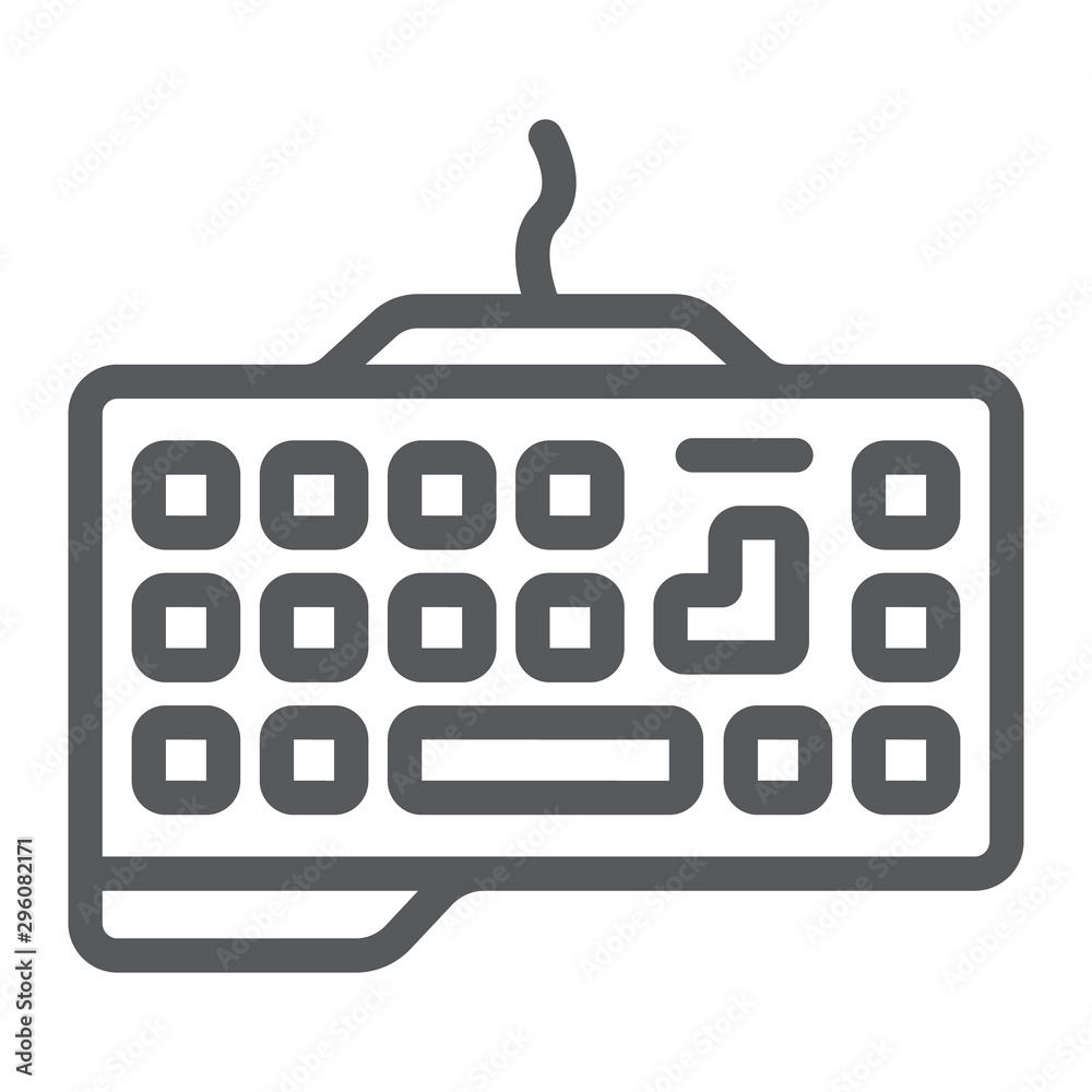 Gaming keyboard line icon, technology and device, keypad sign, vector  graphics, a linear pattern on a white background. Stock Vector | Adobe Stock