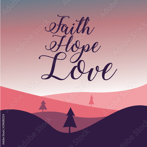 Bible quote design with landscape
