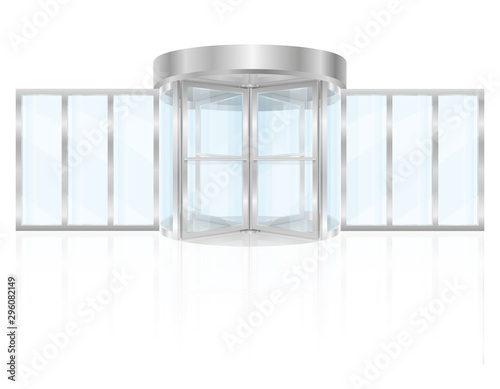 metal revolving doors to enter the building stock vector illustration