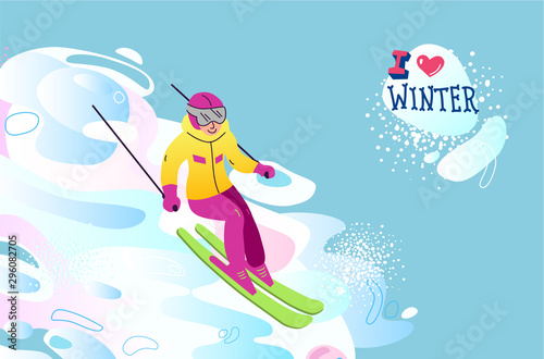 Winter sport vector illustration. I love winter