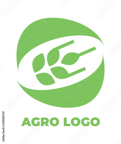 Logo template for agro company. Green vector isolated icon.